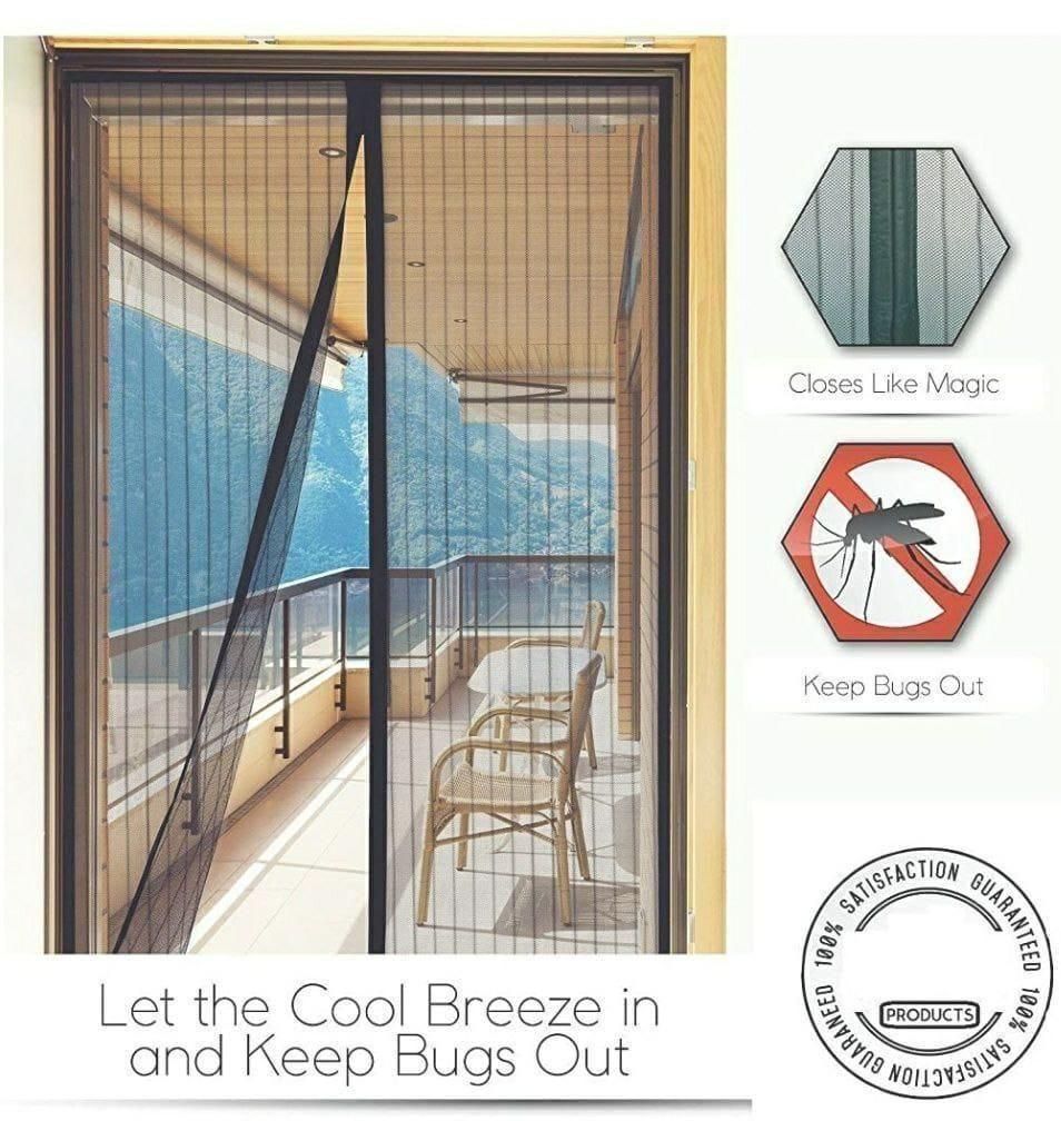 Door Curtain-Mesh Screen Net Home Magnetic Foldable Anti Mosquito Door Curtains (Pack of 2)