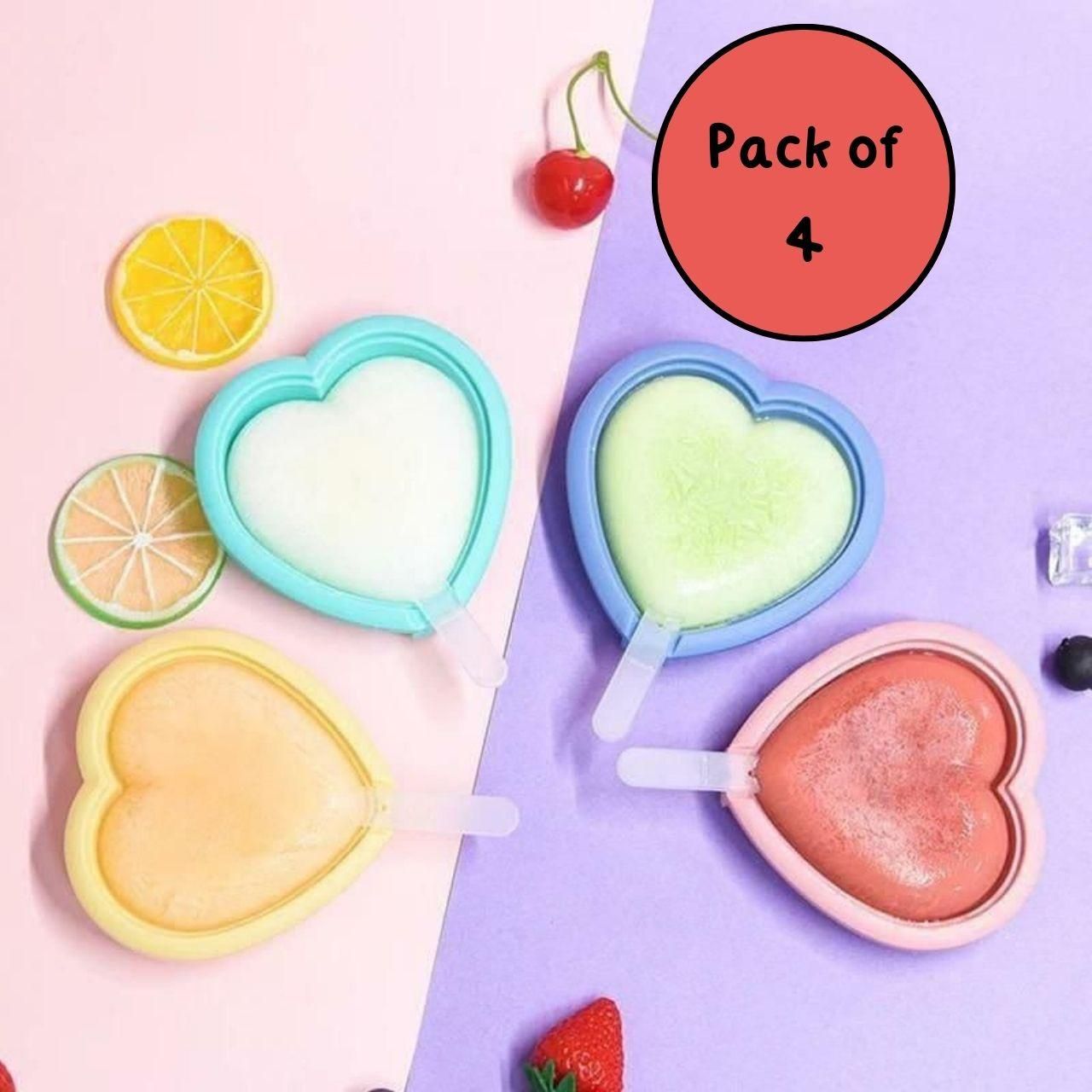 Silicone Heart Shape Lollipop Candy Mould with Sticks (Pack of 4)