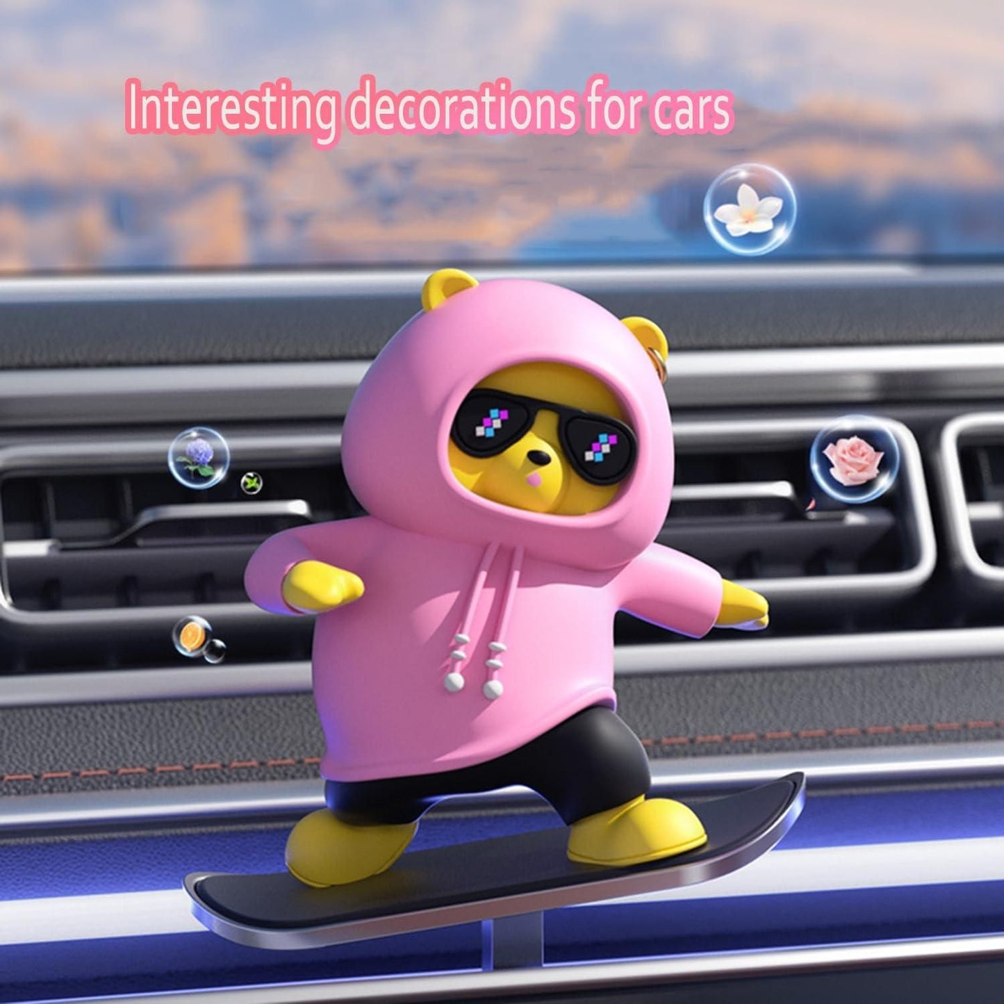 Cartoon Skateboard Bear Decoration for Car