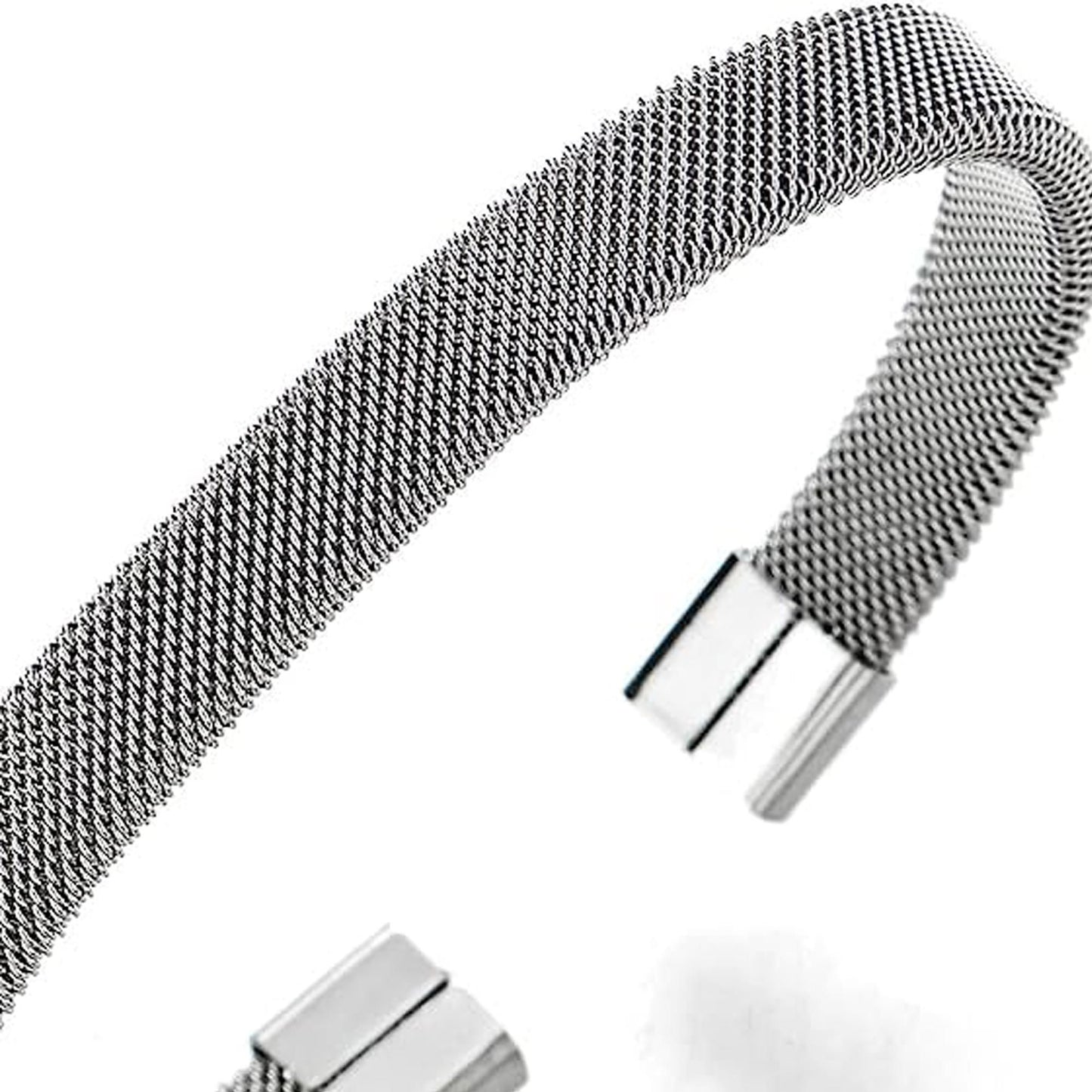 Fashion Frill Unisex Mesh Silver Plated Cuff Bracelet