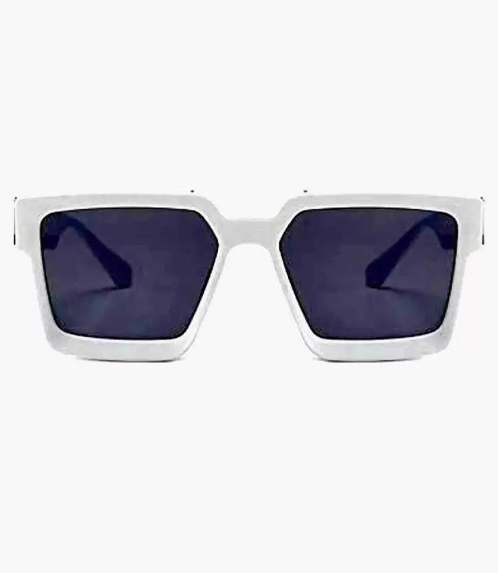 UV Protection Rectangular, Over-sized Sunglasses (60) (For Men & Women, Black, Clear)